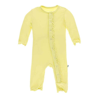 KicKee Pants Solid Muffin Ruffle Coverall with Snaps - Lime Blossom