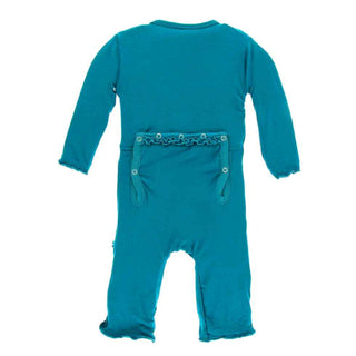 KicKee Pants Solid Muffin Ruffle Coverall with Snaps - Seagrass