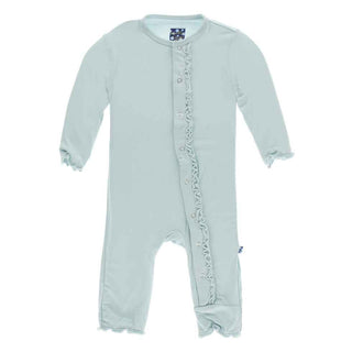 KicKee Pants Solid Muffin Ruffle Coverall with Snaps - Spring Sky