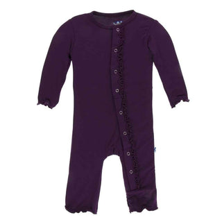 KicKee Pants Solid Muffin Ruffle Coverall with Snaps - Wine Grapes