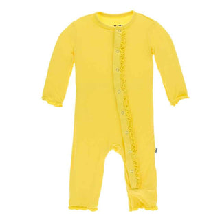 KicKee Pants Solid Muffin Ruffle Coverall with Snaps - Zest
