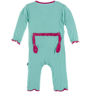 KicKee Pants Solid Muffin Ruffle Coverall with Zipper 21S1 - Glass with Prickly Pear 21S1
