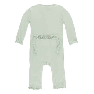 KicKee Pants Solid Muffin Ruffle Coverall with Zipper - Aloe