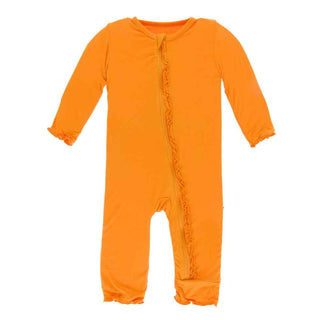 KicKee Pants Solid Muffin Ruffle Coverall with Zipper - Apricot