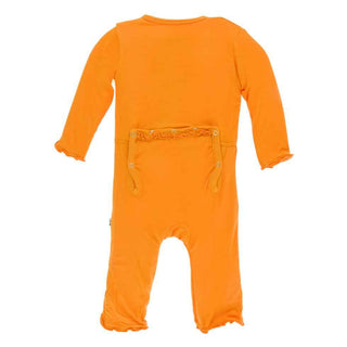 KicKee Pants Solid Muffin Ruffle Coverall with Zipper - Apricot