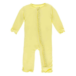 KicKee Pants Solid Muffin Ruffle Coverall with Zipper - Lime Blossom