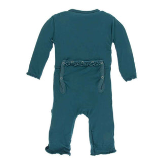 KicKee Pants Solid Muffin Ruffle Coverall with Zipper - Oasis