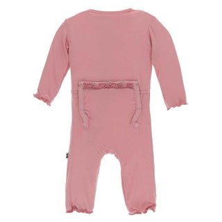 KicKee Pants Solid Muffin Ruffle Coverall with Zipper - Strawberry