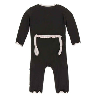 KicKee Pants Solid Muffin Ruffle Coverall with Zipper - Zebra with Macaroon