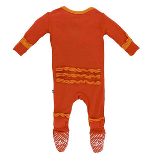 KicKee Pants Solid Muffin Ruffle Footie, Poppy with Sunset
