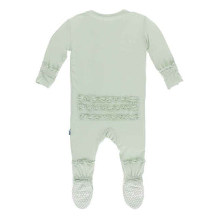 KicKee Pants Solid Muffin Ruffle Footie with Snaps - Aloe