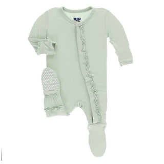 KicKee Pants Solid Muffin Ruffle Footie with Snaps - Aloe