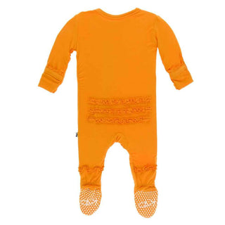 KicKee Pants Solid Muffin Ruffle Footie with Snaps - Apricot