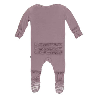 KicKee Pants Solid Muffin Ruffle Footie with Snaps - Elderberry