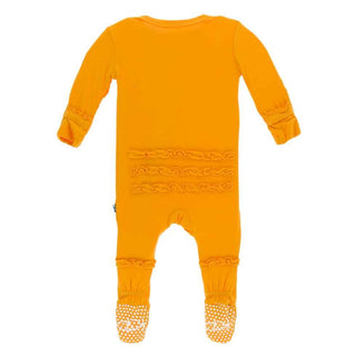 KicKee Pants Solid Muffin Ruffle Footie with Snaps - Tamarin