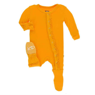 KicKee Pants Solid Muffin Ruffle Footie with Snaps - Tamarin