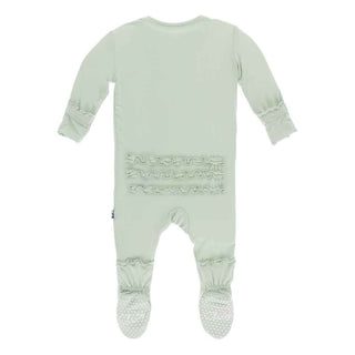 KicKee Pants Solid Muffin Ruffle Footie with Zipper - Aloe