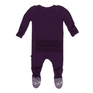 Solid Bamboo Muffin Ruffle Footie with Zipper - Wine Grapes Baby & Toddler Sleepwear