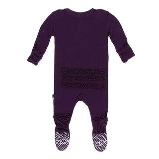 Solid Bamboo Muffin Ruffle Footie with Zipper - Wine Grapes Baby & Toddler Sleepwear
