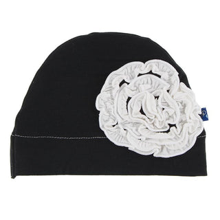 KicKee Pants Solid Ruffle Flower Hat - Midnight with Natural