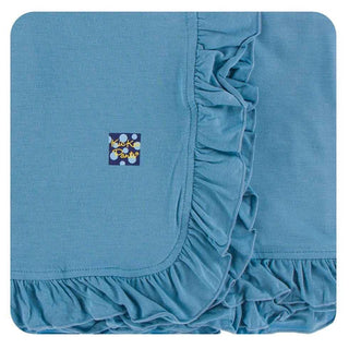 Solid Ruffle Stroller Blanket - Blue Moon, One Size KicKee Pants