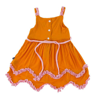 KicKee Pants Solid Ruffle Tank Dress with Bloomer - Sunset with Lotus