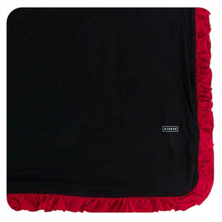 KicKee Pants Solid Ruffle Toddler Blanket - Midnight with Crimson, One Size WC20