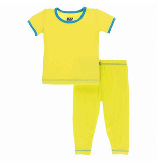 KicKee Pants Solid Short Sleeve Pajama Set, Banana with Amazon