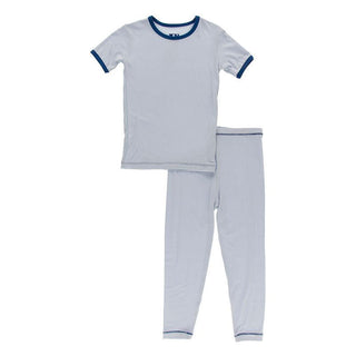 KicKee Pants Solid Short Sleeve Pajama Set - Dew with Navy