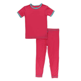 KicKee Pants Solid Short Sleeve Pajama Set - Red Ginger with Neptune