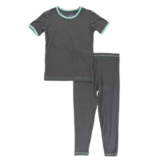 KicKee Pants Solid Short Sleeve Pajama Set - Stone with Glass