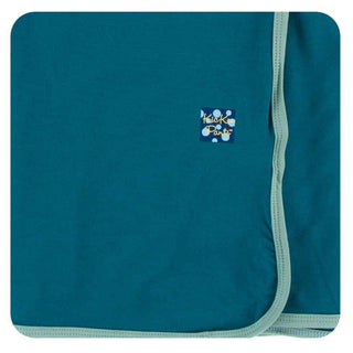 KicKee Pants Solid Swaddling Blanket - Heritage Blue with Shore, One Size