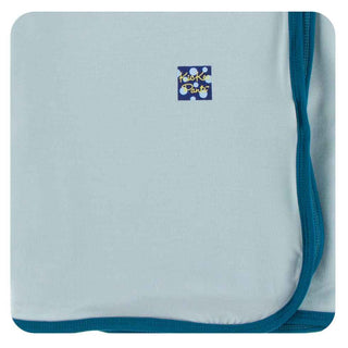 KicKee Pants Solid Swaddling Blanket - Spring Sky with Heritage Blue, One Size