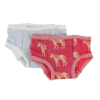 KicKee Pants Training Pants Set - Dew Dandelion Seeds and Red Ginger Unicorns