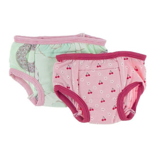 KicKee Pants Training Pants Set - Pistachio Donuts and Lotus Cherries and Blossoms