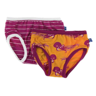 KicKee Pants Underwear Set - Tokyo Dragonfruit Stripe and Apricot Octopus