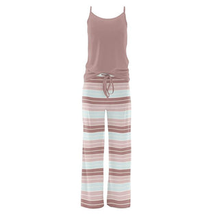 KicKee Pants Women Cami and Print Lounge Pants Pajama Set - Active Stripe