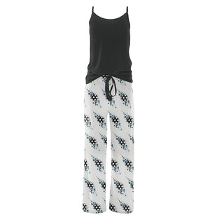 KicKee Pants Women Cami and Print Lounge Pants Pajama Set - Natural Soccer Splash