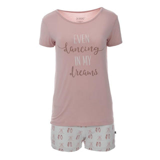 KicKee Pants Women Print Short Sleeve Graphic Tee Fitted Pajama Set with Shorts - Fresh Air Ballet