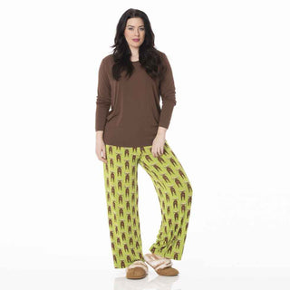KicKee Pants Womens Long Sleeve Loosey Goosey Tee and Pajama Pants Set - Meadow Bad Moose