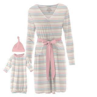 KicKee Pants Womens Maternity/Nursing Robe and Layette Gown Set - Cupcake Stripe