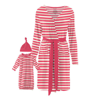 KicKee Pants Womens Maternity/Nursing Robe and Layette Gown Set - Hopscotch Stripe