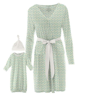 KicKee Pants Womens Maternity/Nursing Robe and Layette Gown Set - Pistachio Chamomile