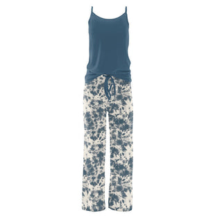 KicKee Pants Women's Print Cami and Lounge Pants Pajama Set - Deep Sea Tie Dye