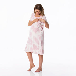 KicKee Pants Women's Print Hospital Gown - Baby Rose Tie Dye