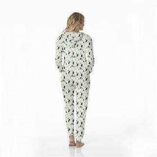 KicKee Pants Womens Print Long Sleeve Jumpsuit with Hood - Natural Chairlift