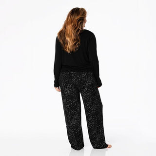 Women's Print Bamboo Long Sleeve Loosey Goosey Tee & Pajama Pants Set - Midnight Foil ConstellationsKicKee PantsSize: S