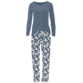 KicKee Pants Women's Print Long Sleeve Loosey Goosey Tee & Pajama Pants Set - Winter Ice