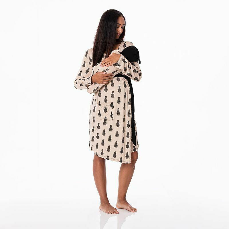 KicKee Pants Bamboo Women's Maternity Robe Set, Burlap Pineapples – Baby  Riddle