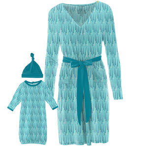 KicKee Pants Womens Print Maternity/Nursing Robe and Layette Gown Set - Iceberg Icicles